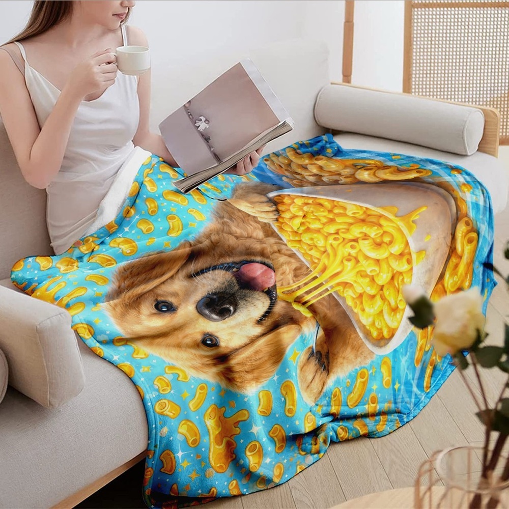 Golden Puppy Mac and CheeseThrow Blanket - 50x60 - Picture 3 of 6